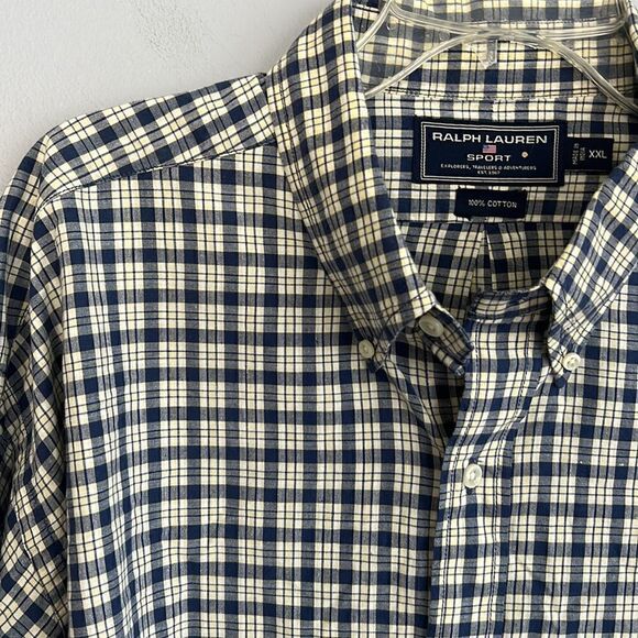 Men’s Ralph Lauren Sport 2XL XXL oxford plaid vintage shirt big & tall - Picture 3 of 11